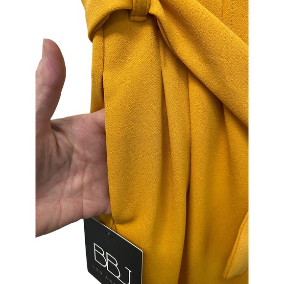 NWT BBJ Los Angeles Wide Leg Pants XL Yellow Belted High Waist Button Fly Womens - Picture 3 of 6